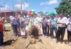 La Banda de Shilcayo: Colocan primera piedra para nueva loza deportiva en la Asociación de Vivienda Satélite