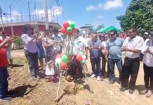 La Banda de Shilcayo: Colocan primera piedra para nueva loza deportiva en la Asociación de Vivienda Satélite